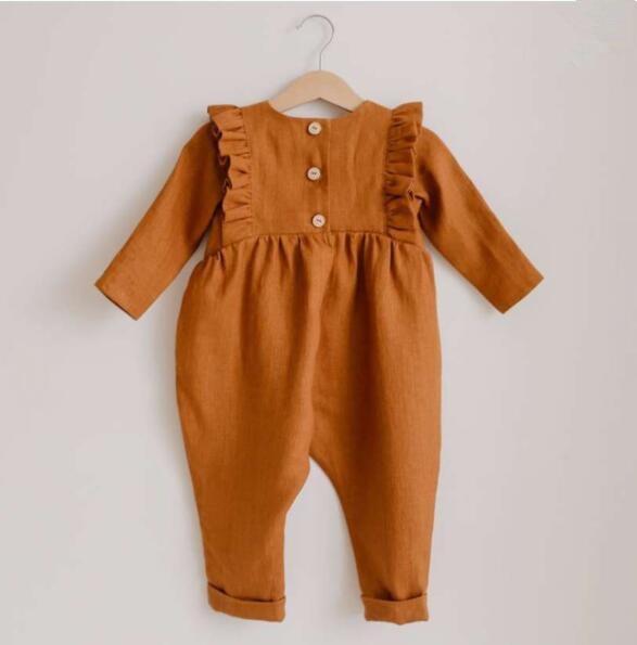 Modern Handamde Girls Jumpsuit Long Sleeve Romper Overalls Autumn Clothes For Baby Cotton Line In Elegant Autmn Style