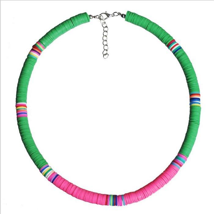 Handmade Polymer Clay Necklace Soft Pottery Choker Necklace Colorful Surfer Beads Collar  Jewelry Gifts