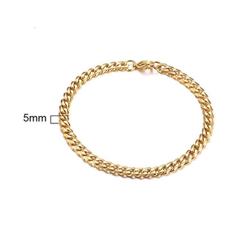 Men's Bracelet Curb Cuban Link Chain Stainless Steel Mens Womens Bracelets Bangle Gold Tone No Fade