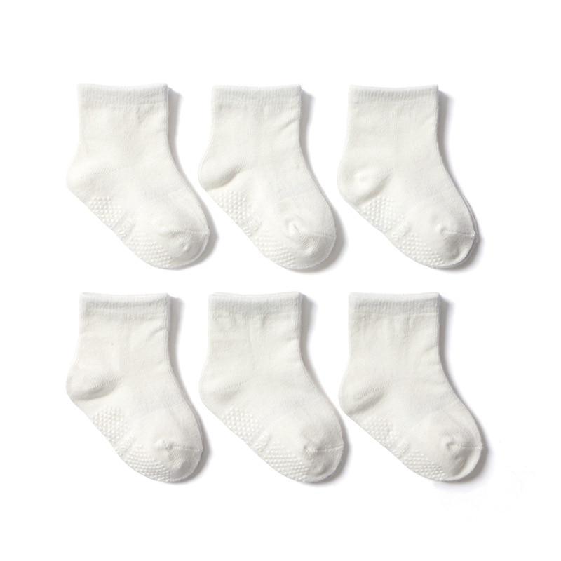 6 Pairs Cotton Children's Anti-slip Low Cut Floor Socks With Rubber Grips For Boys And Girls