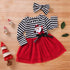 Newborn Baby Girls Long Sleeve Christmas Santa Striped  Skirt Dress Outfits Unique Design