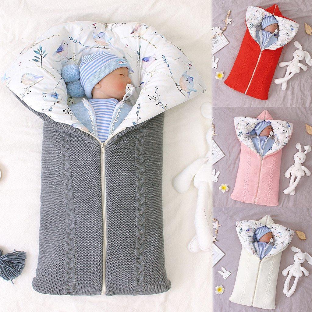 Newborn Infant Baby Knit Sleep Bag Stroller Envelope Blanket Winter Warm Swaddle Wrap Sleeping Bag For Babies