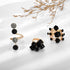 Modern Antique Gold Black Rhinestone Opening Finger Rings Set for Women With Earrings in Elegant Stone Deisgn