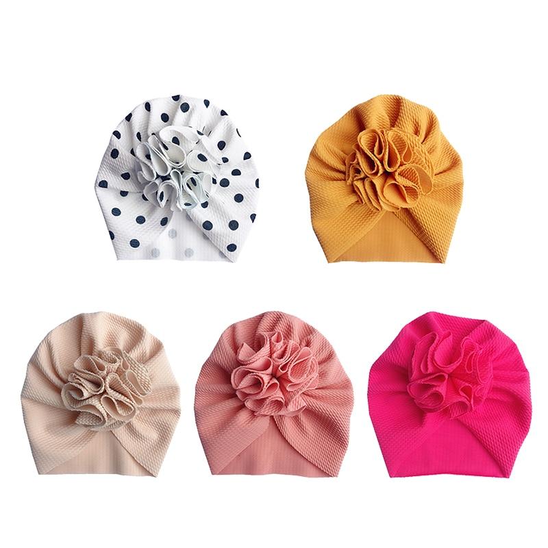 Cute Flower Headband Turban Soft Beanie Hat Infant Toddler Headwear Baby Hair Accessories for Newborn Baby