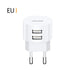 White Fast Charging 2.1A 2 Port EU/UK/US Plug Wall Charger Mobile Round Phone Chargers