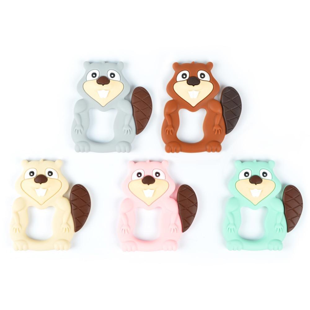 Baby Teethers Cartoon Animal Baby Teething Toy Penguin Silicone Teether Unicorn Pendant Raccoon Accessories