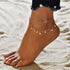 Gold Metal Shell Coconut Tree Female Anklets Barefoot Sandals Foot Summer Double Layers  Foot  Bracelets Leg Jewelry