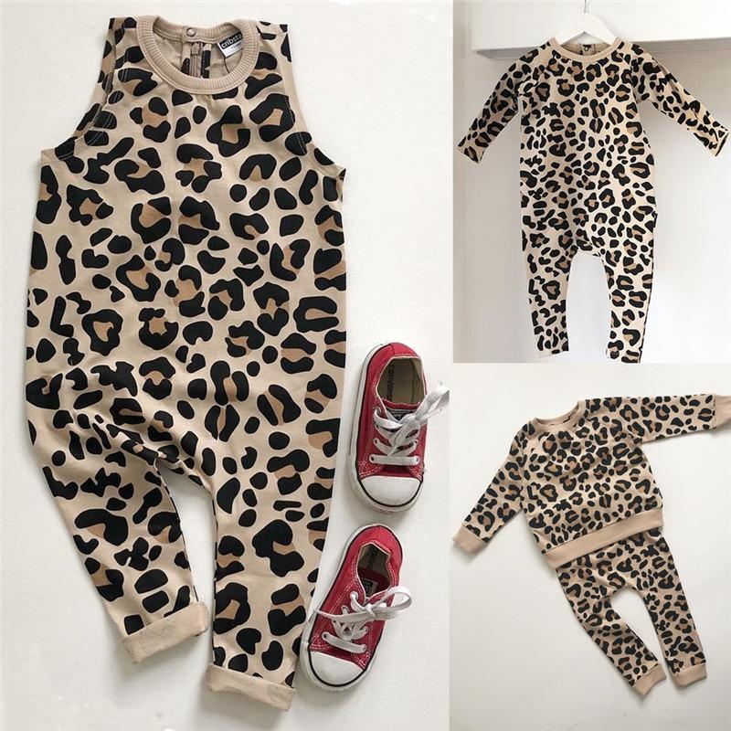 Newborn Baby Girl/ Sleeveless/ Long Sleeve Leopard Romper Jumpsuit Outfit For Babies In elegant Modern Deisgn