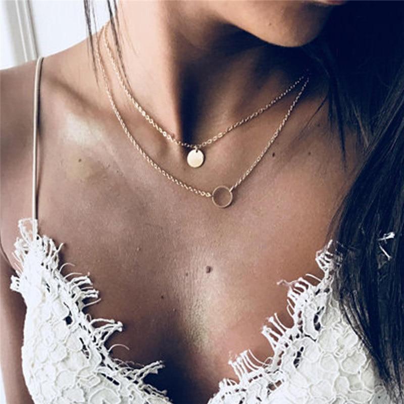 Luxury Multi Layered Gold Necklace For Women Style Perfect Gift For Girl Luxury Jewelry IN Cross Moon Star Medalon Design