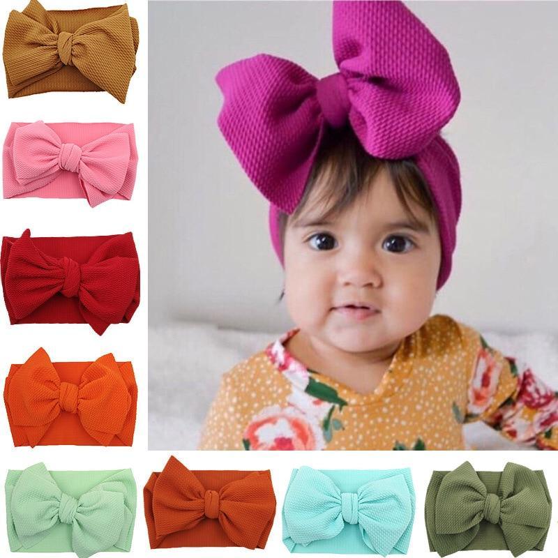 Baby Girls Headband Toddler Big Bow Hairband Cute Solid Stretch Turban For Baby Girls In Modern New Style