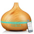 New 550ml Wood Essential Oil Diffuser Ultrasonic USB Air Humidifier with 7 Color LED Lights Remote Control Office Home Diffuser for Office, Home, Bedroom, Living Room, Study, Yoga, Spa; White Wood Grain with Multiple Lighting Options