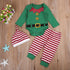 Modern Luxury Christmas Print Long Sleeve Striped Plaid Romper Pants Hat 3pcs For Baby Boys Girls