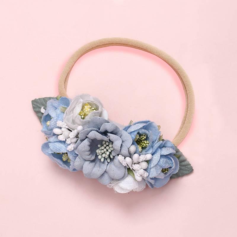 Modern Fashion Floral Headband Newborn Baby Elastic Hairbands Pearl Fresh Style Bow Knot For Girls