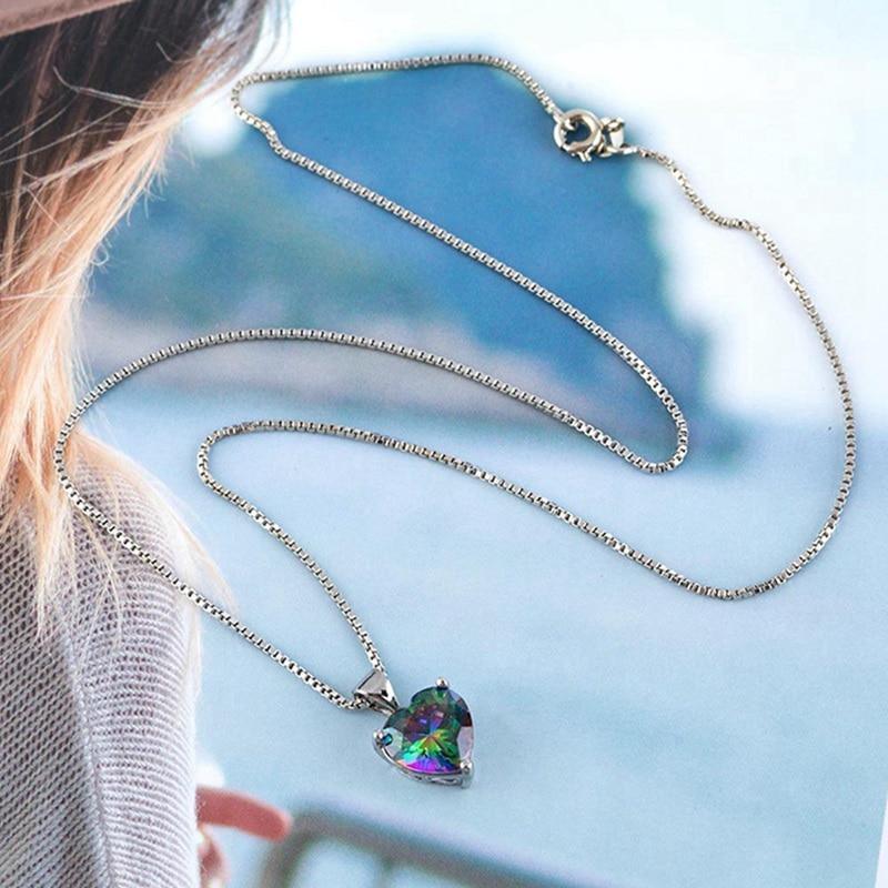 Mini Heart Necklaces Pendant Crystals Colorful Crystal Heart Pendant Necklace Great Gift For Birthday Party