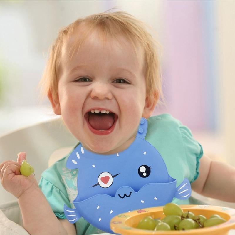 Silicone Baby Eating Bib Children Adjustable Large Boy Girl Saliva Pocket Super Soft Waterproof Bibs For Kids