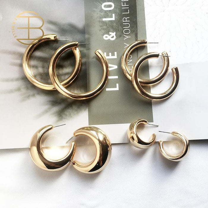 Street Style Hoop Chunky Gold Small Big Hoop Earrings For Women In Punk Metal Gold Circle Earrings Style In New Luxury Trend