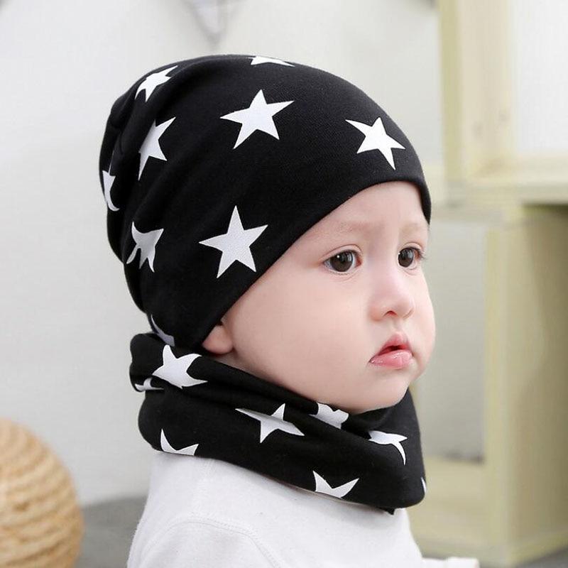 Winter Autumn Baby Hat Scarf Set Newborn Baby Bonnet Soft Cotton Warm Cap Kids Children With Scarf