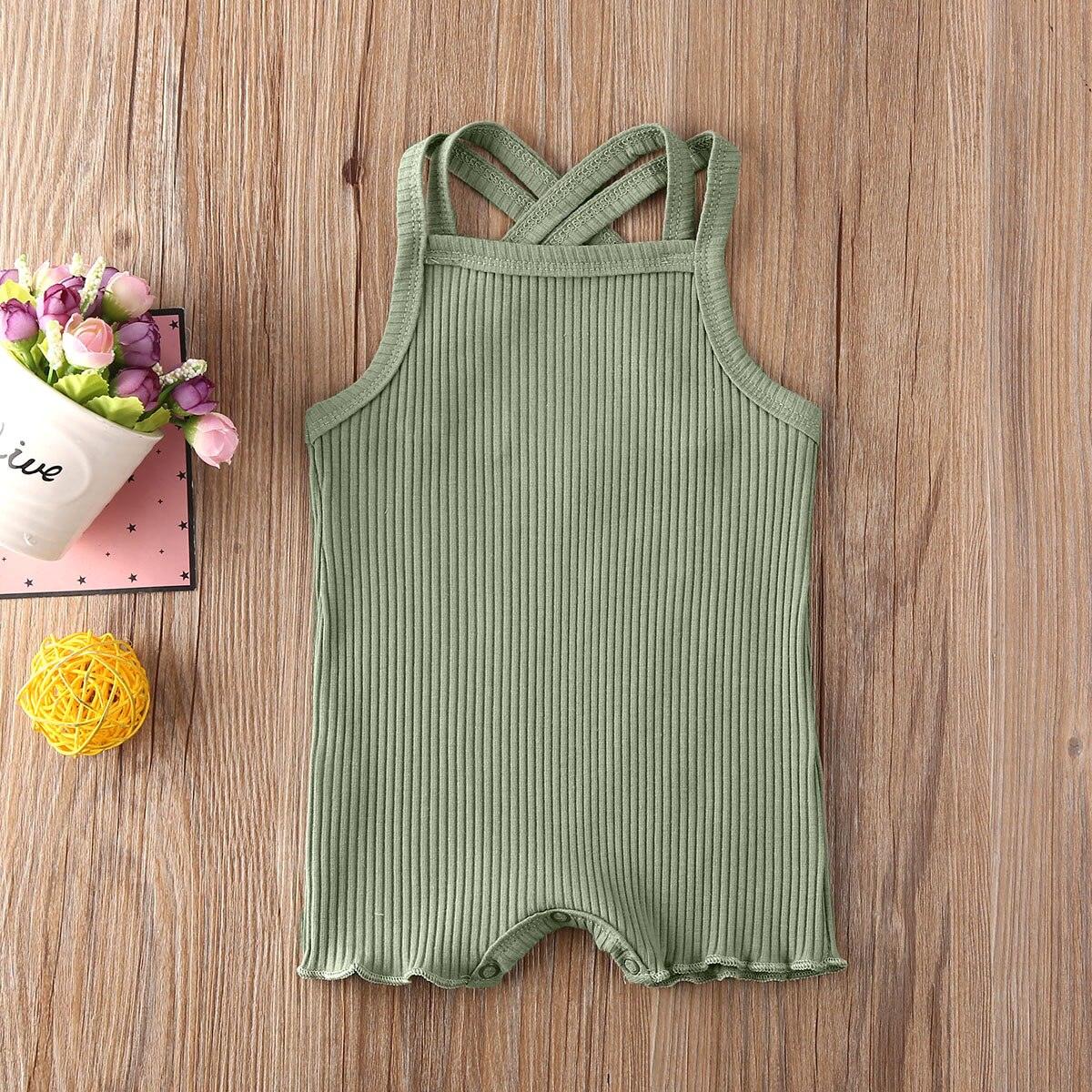 Luxury Modern Baby Kids Boy and Girl Infant Romper Jumpsuit Cotton Outfits Set Ribbed Solid Clothes For Kids