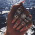 Boho Women Rings Set Compass Arrow Starfish Wave Moon Eyes Gem Gold Silver Color Opening Midi Ring Charm Lady Jewelry