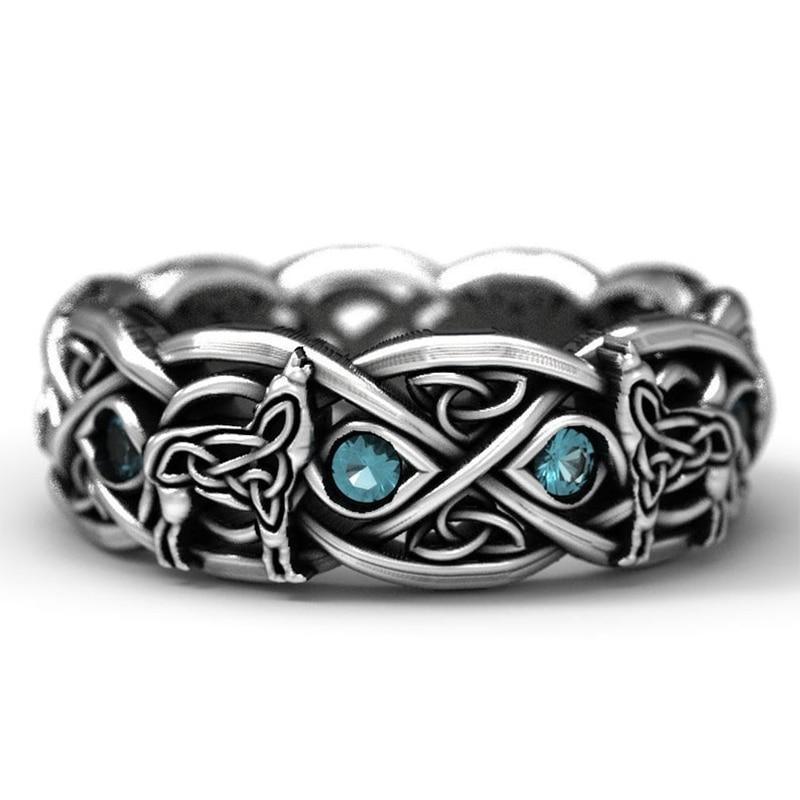 Epic Viking Nordic Mythology Giant Wolf Men Ring Defense Totem Wolf Fashion Hip Hop Rock Unisex Finger Ring Punk Gift For Men