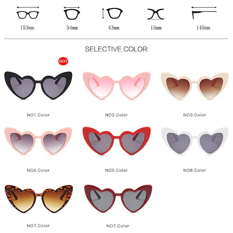 Elegant Retro  Love Heart Sunglasses Women Big Frame Personality Sunglasses Fashion Cute Retro Cat Eye Vintage Sunglasses  For Women and Girl