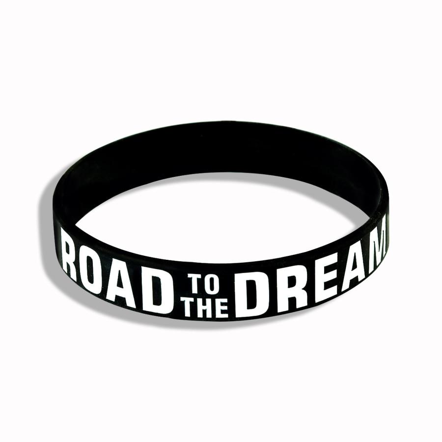 New Trend Motivation "The Road to Dreams" "Never Give Up"  Inspirational Silicone Rubber Bracelet Elastic Band  Brecelet for Women and Men In Unisex Design