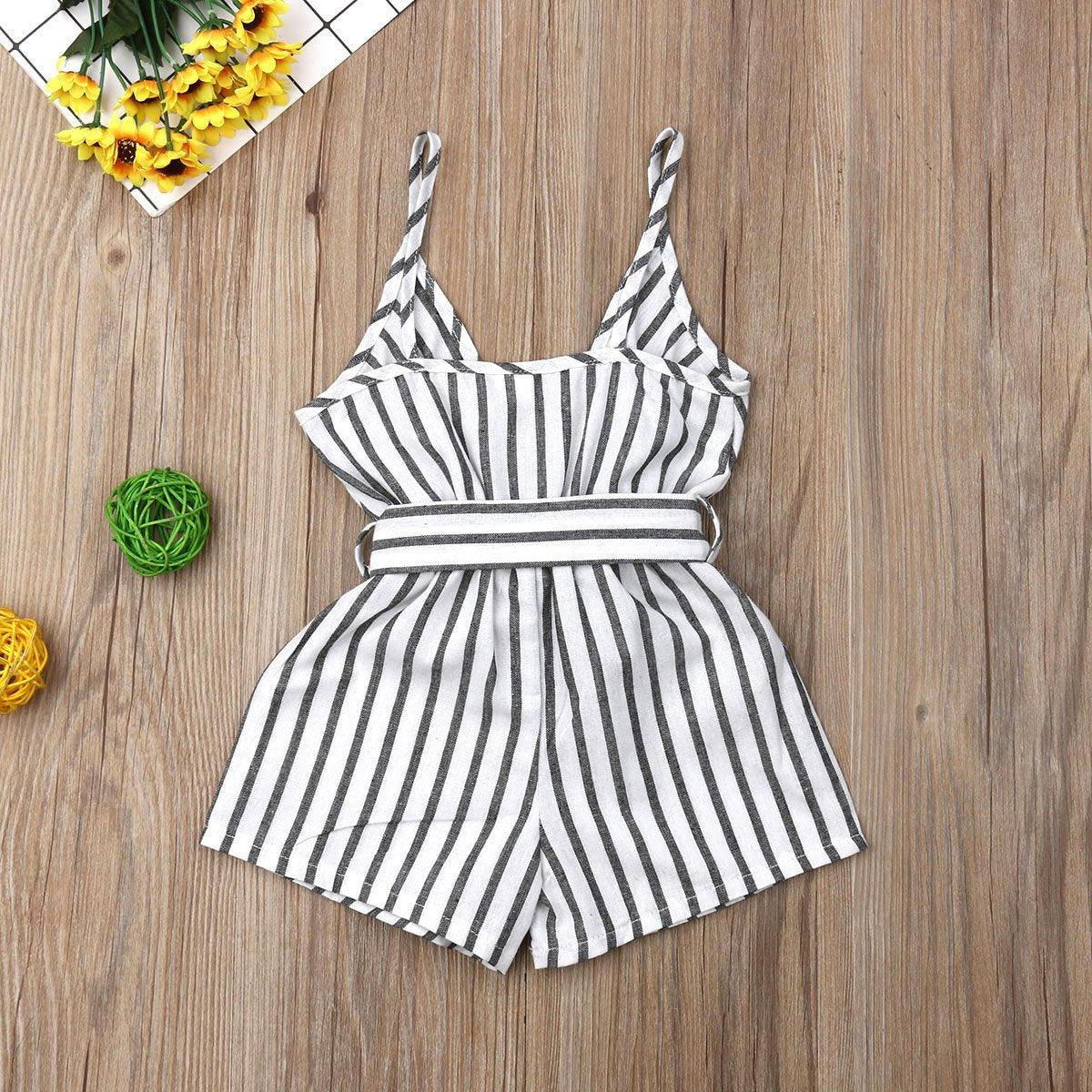 Modern Elen+gant Newborn Baby Girl Clothes Sleeveless Striped Bowknot Strap Romper Jumpsuit One-Piece Outfit For Girls