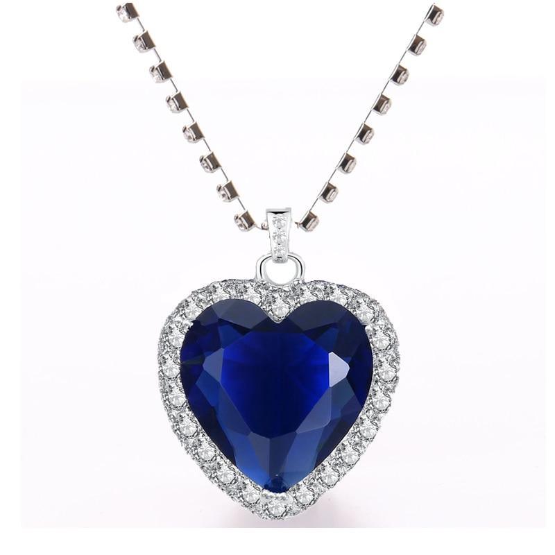 Titanic Heart Of Ocean Blue Heart Love Necklace Luxury Wedding  Jewelry Perfect Gift For Women