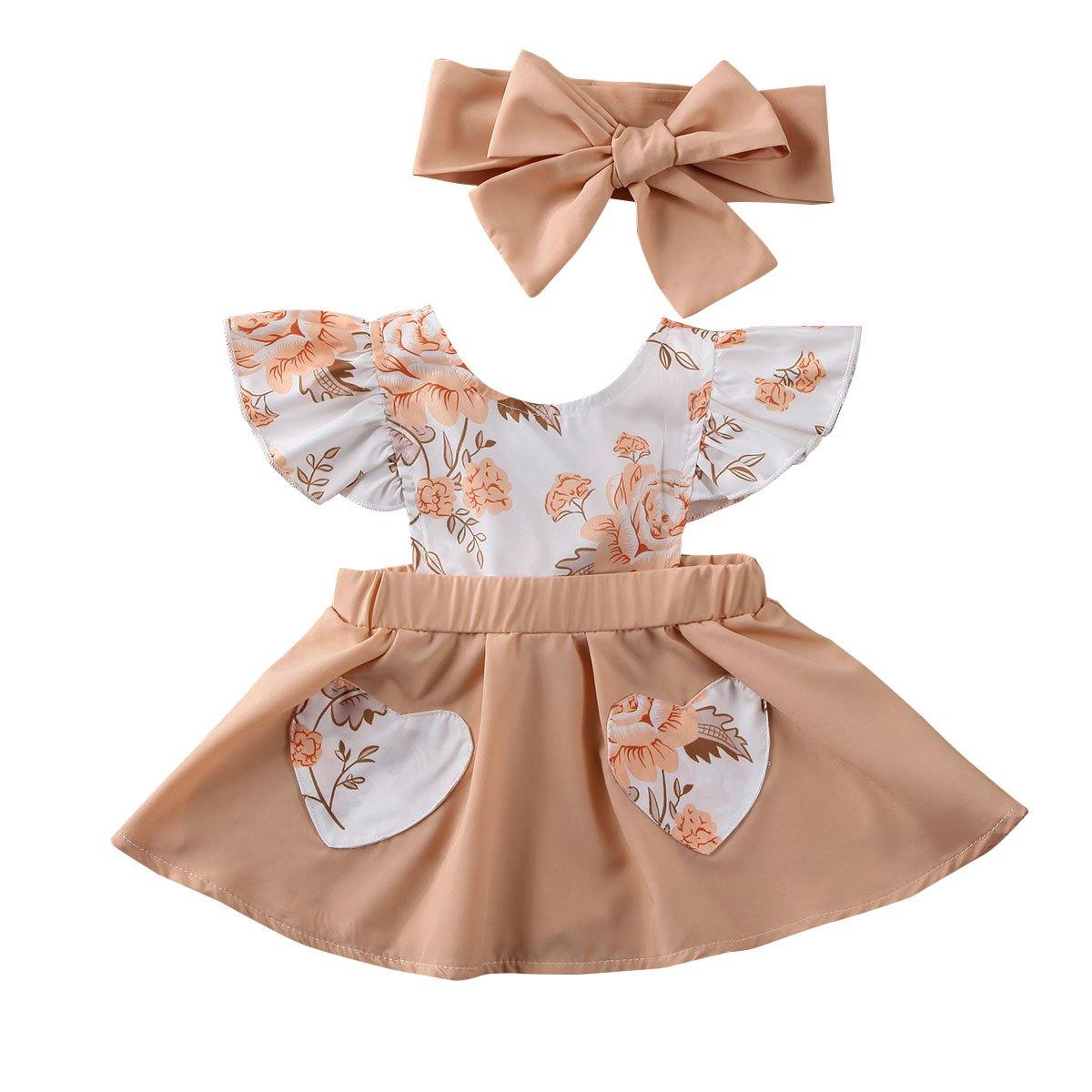 Trend New Designer Infant Baby Girl Clothes Flower Ruffle Princess Dress Sundress Outfit For Birthday With Big Bow