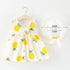 Luxury Modern Baby Girls Dresses With Hat 2pcs Clothes Sets Kids Clothes Baby Sleeveless Dress Print Floral Fruit Design Style