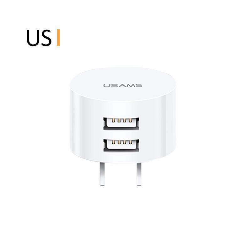 White Fast Charging 2.1A 2 Port EU/UK/US Plug Wall Charger Mobile Round Phone Chargers