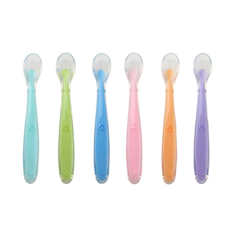 Baby Soft Silicone Spoon Candy Color Temperature Sensing Spoon Children Food Baby Feeding Tools Unique Design Perfect Gift