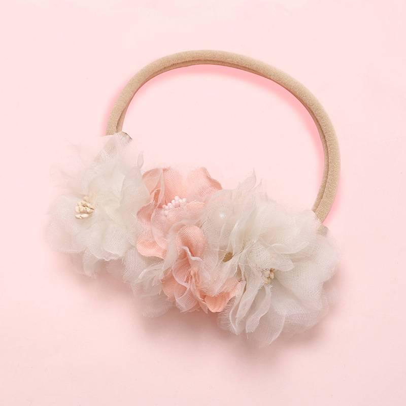 Modern Fashion Floral Headband Newborn Baby Elastic Hairbands Pearl Fresh Style Bow Knot For Girls