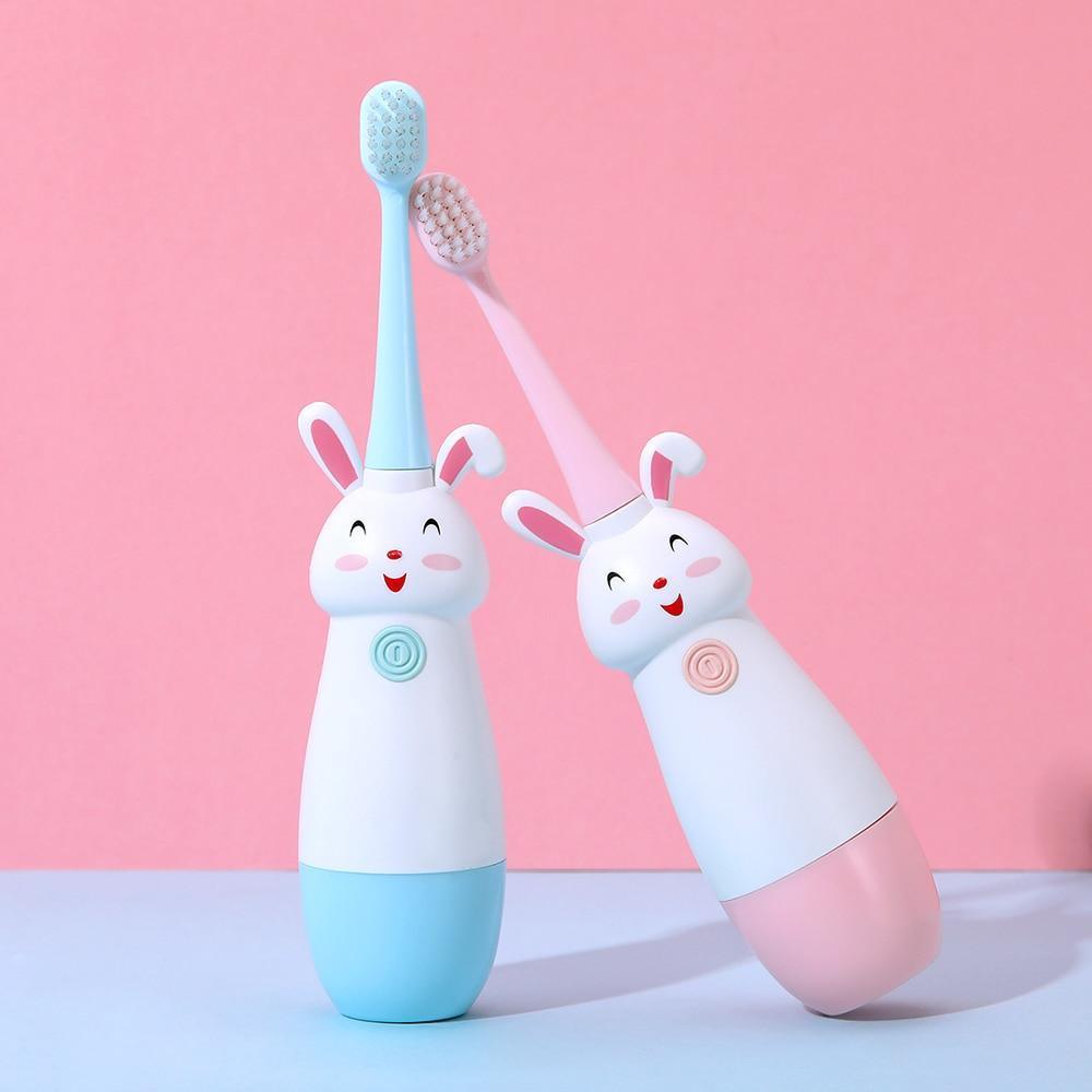 New Electric Toothbrush Cartoon Pattern Teethbrush Electric Teeth Tooth Brush For Kids with Soft Replacement Head Vibrating Toothbrush for Children Boys and Girls Age 3-13 IPX7 Waterproof Christmas Gift for Kids