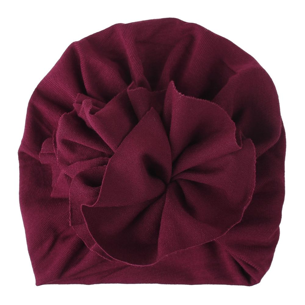 Handmade Pleated Flower Babies' Knitted Cotton Cloth Turban For Baby Girls In Elegant Style