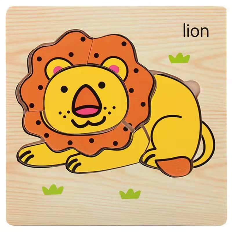 3D Wooden Children Interesting Puzzle Toys With Animals and Cars Exellent Puzzles Intelligence Kids Early Educational Toys For Children