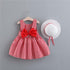 Print Plaid Bow Summer Princess Party Dress Infant Newborn Baby Dress+Hat 2pcs Kids Clothing Set