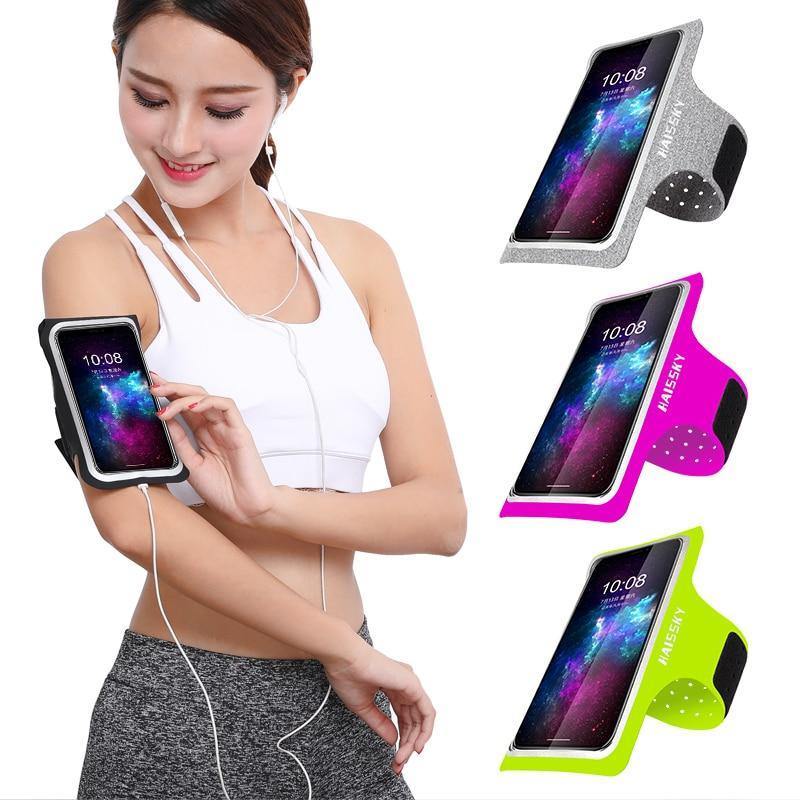 Running Gray Armband Sport Phone Case On Hand Mobile Holder Arm Band Wrist Bag For Workout