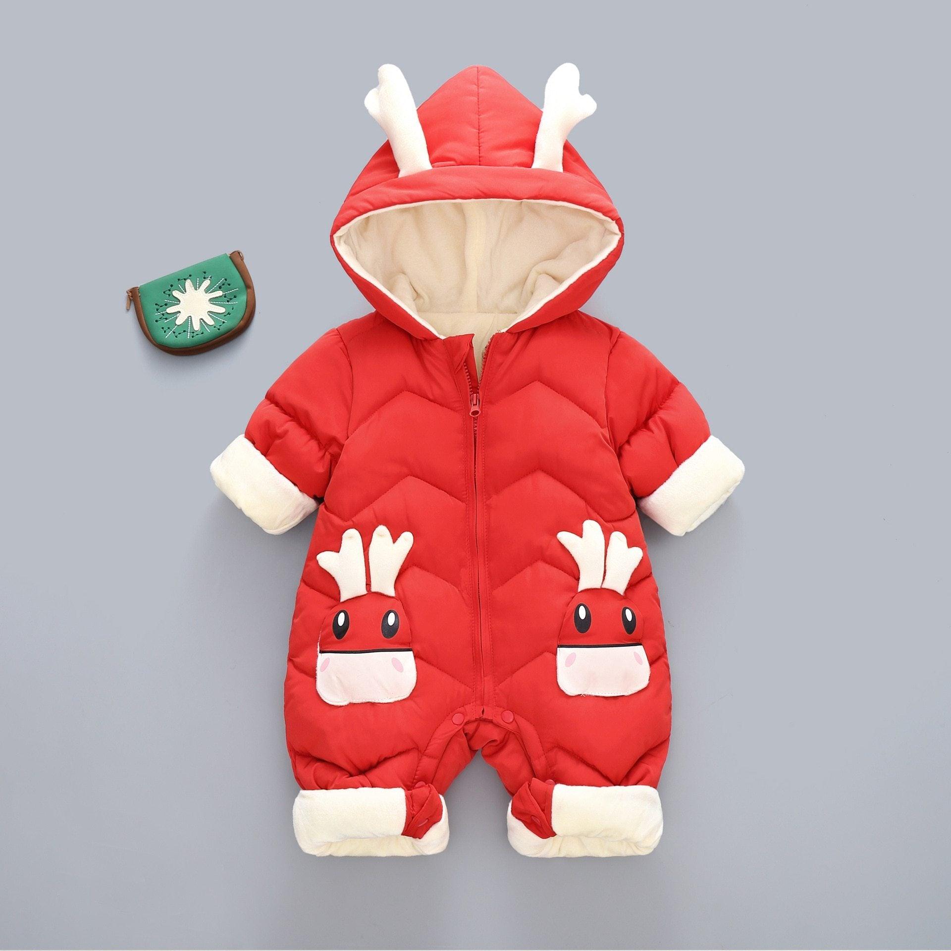 Modern Elegant Baby Warm Thick Cotton Hooded Jumpsuit Snowsuit Rompers Outfit for Children In Modern Design