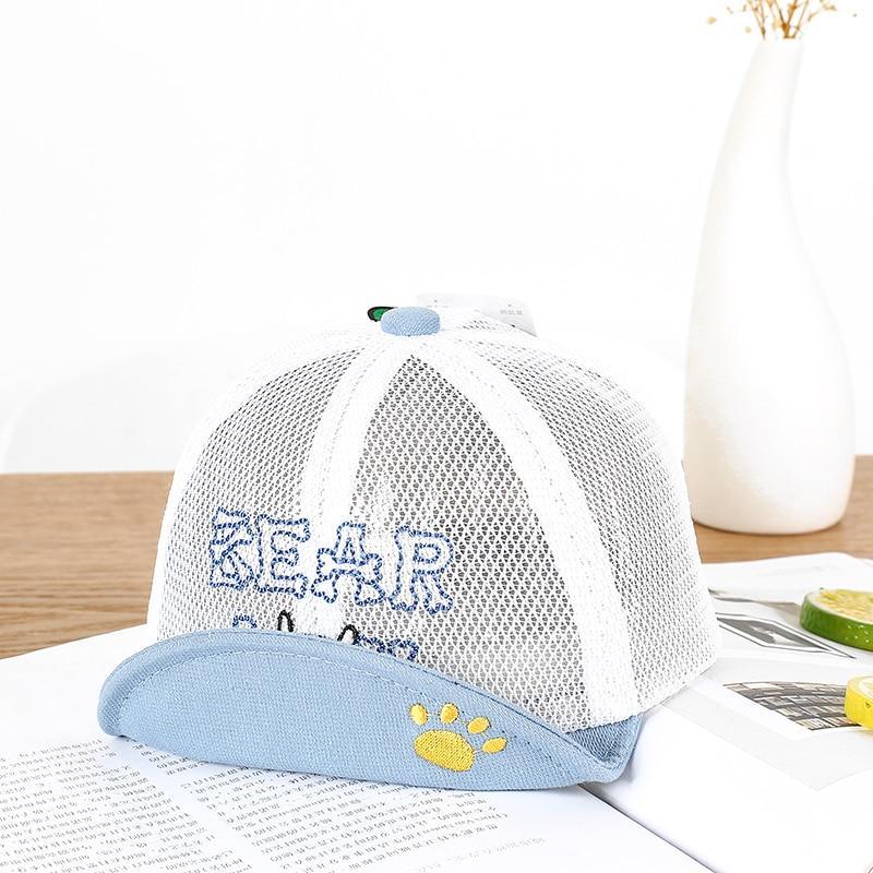 Luxury Summer Newborn Baby Sun Hat Cotton Beret Hat Cartoon Striped Bear Snapback Baseball Cap Baby Hats For girls and Boys Kids