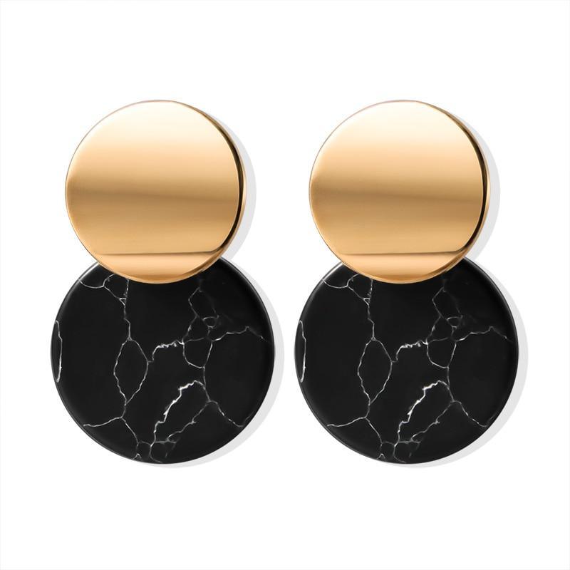 New Modern Korean Statement Round Luxury Earrings For Women Perfect Geometric Elegant Gold Shell Fluff Dangle Drop Earrings