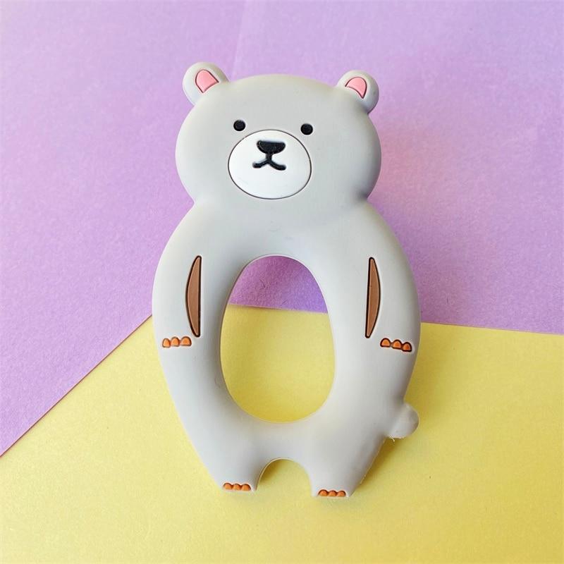 4pcs  Bear Silicone  Teether Baby Teething Toys Chewable  Cartoon Animal Shape Baby Products Nursing Gift