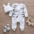 Newborn Baby Boys Romper Clothes Cotton Cute Cartoon Print Long Sleeve Jumpsuit Hat 2 Pcs