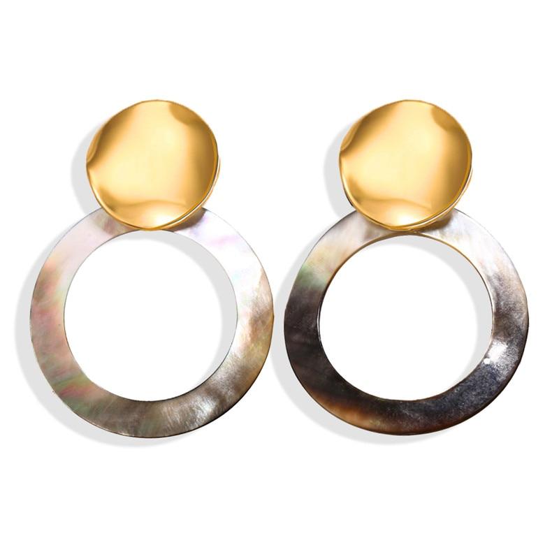 New Luxury Elegant Geometric Shell Dangle Earrings For Women In Round Small Drop Design