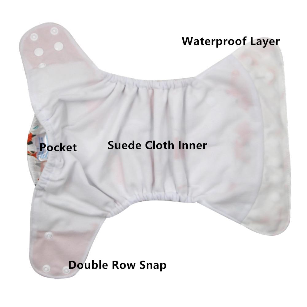 4PCS Set Diaper Cover Washable Diaper Eco-friendly Ecological Adjustable Baby Nappy Reusable Cloth Diapers In Printed Design For Baby and Kids