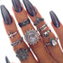 Women Crystal Finger Knuckle Rings Set For Girls Moon Lotus Charm Bohemian Ring Fashion Jewelry Gift