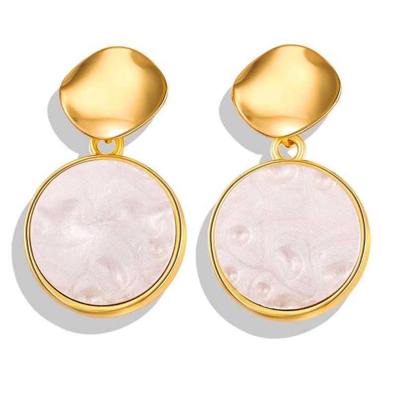 New Luxury Elegant Geometric Shell Dangle Earrings For Women In Round Small Drop Design