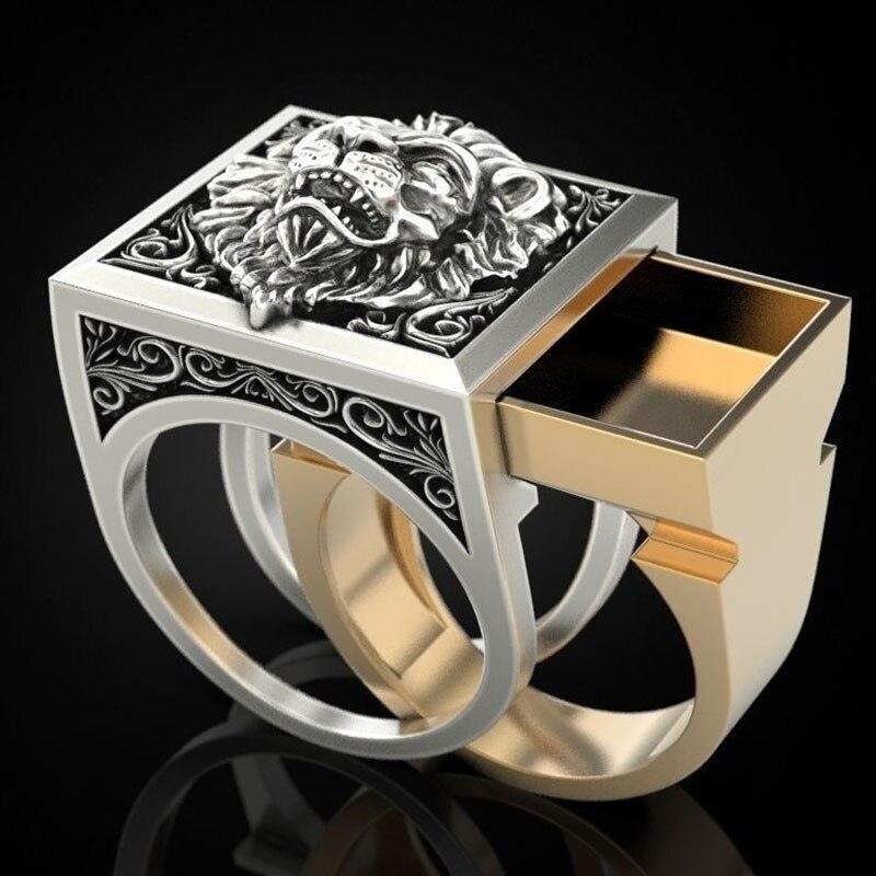 Luxury Modern Men Rings Creative Watch Shaped Two Tone Design Rings For Men Wedding Ring With Size 7-14 Male Jewelry In Elegant King Modern Viking Style