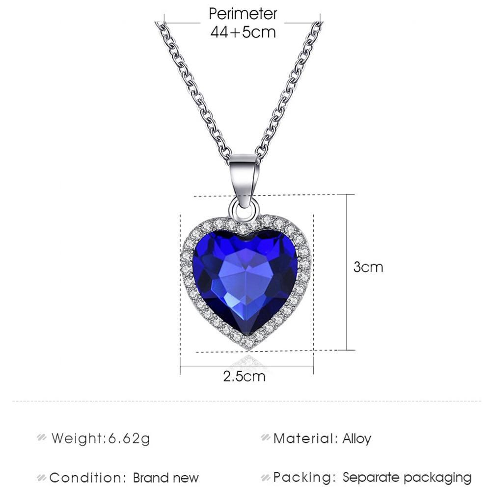 New Arrival Titanic Heart Of Ocean Blue Heart Love Forever Pendant Necklace For Women In Fashion Jewelry Gift Design