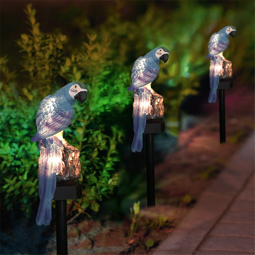 Decorative LED Garden Waterproof Yard Lamp In Shape Of Parrot Outdoor Resin Solar Lights For Pathway Doorway Lawn